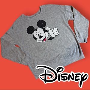 EUC Vintage Inspired Disney Mickey Mouse Pull-Over Grey Sweatshirt. Size Large